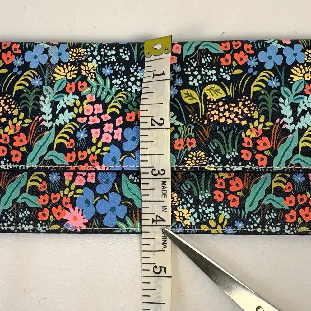 Rifle Paper Company for Anthropologie Wristlet Wallet Navy Blue Floral